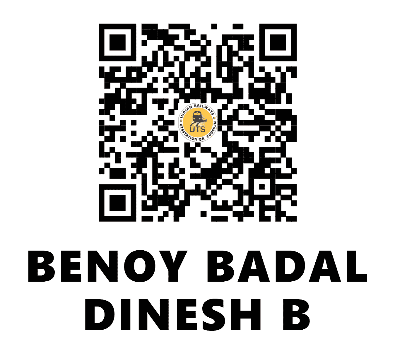 UTS QR Code for BENOY BADAL DINESH B - BBDB - ER (WEST BENGAL)